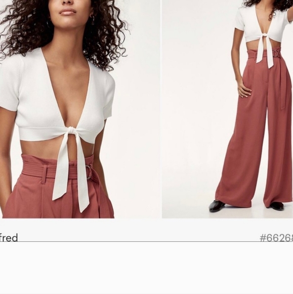 🌞Aritzia Wilfred Elouan Front Tie Kniy Top Size M Blush - Picture 3 of 8